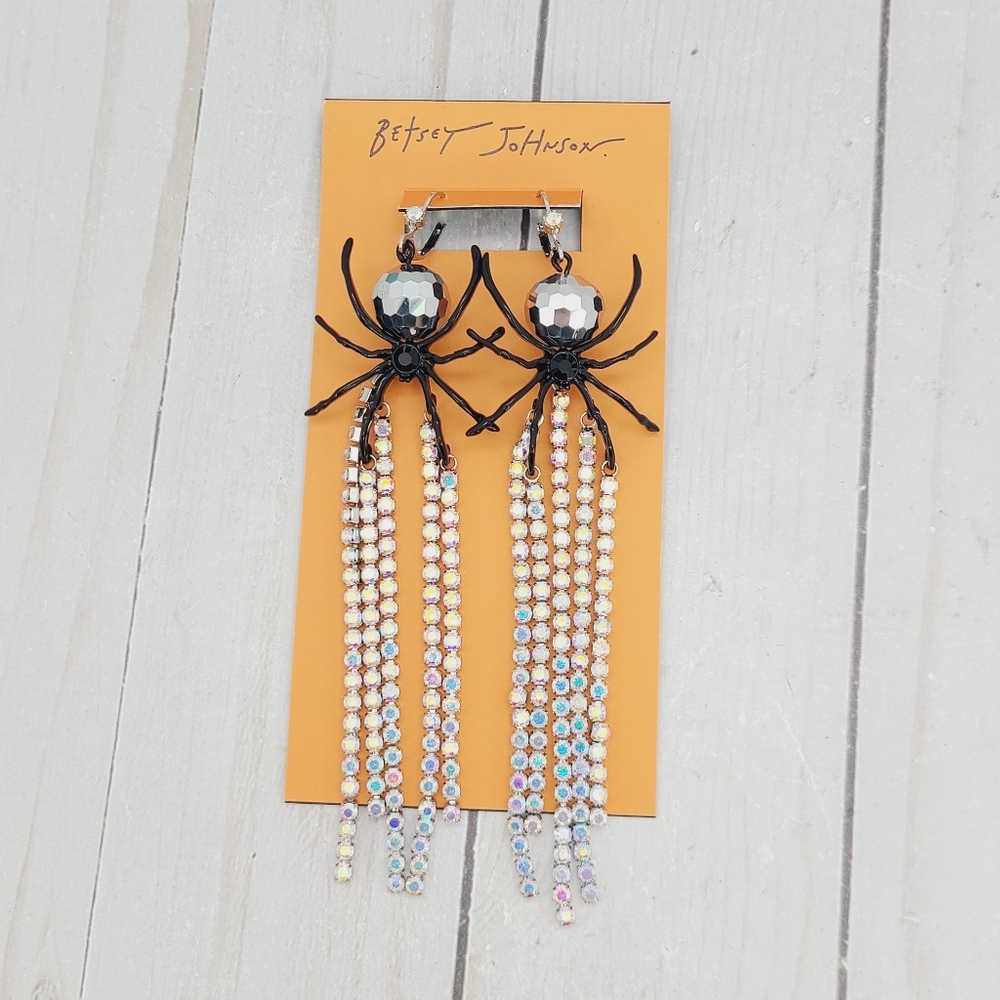 Betsey Johnson Spider Earrings Crystals